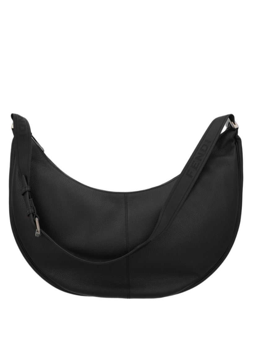 Fendi Large Crescent-Shaped Black Calf Leather Bag