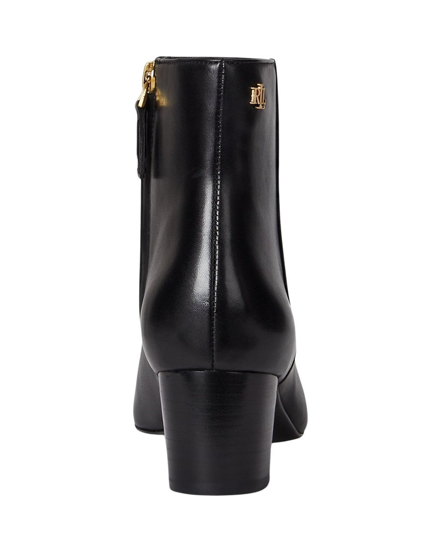 Lauren Ralph Lauren Elegant Leather Demi-Booties With Block Heel