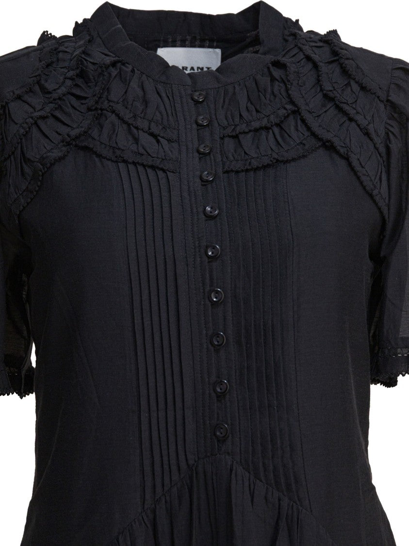 Isabel Marant Étoile Flowing Black Dress With Puffed Sleeves