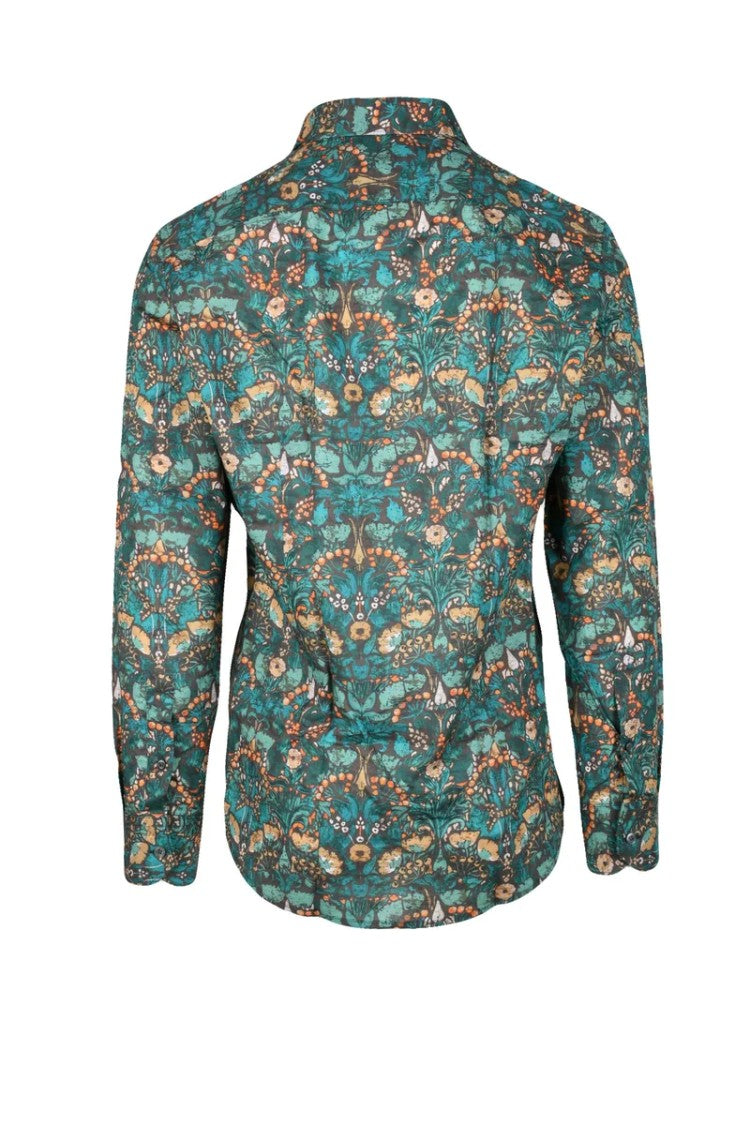 Ognunolasua Green Floral Cotton-Blend Shirt