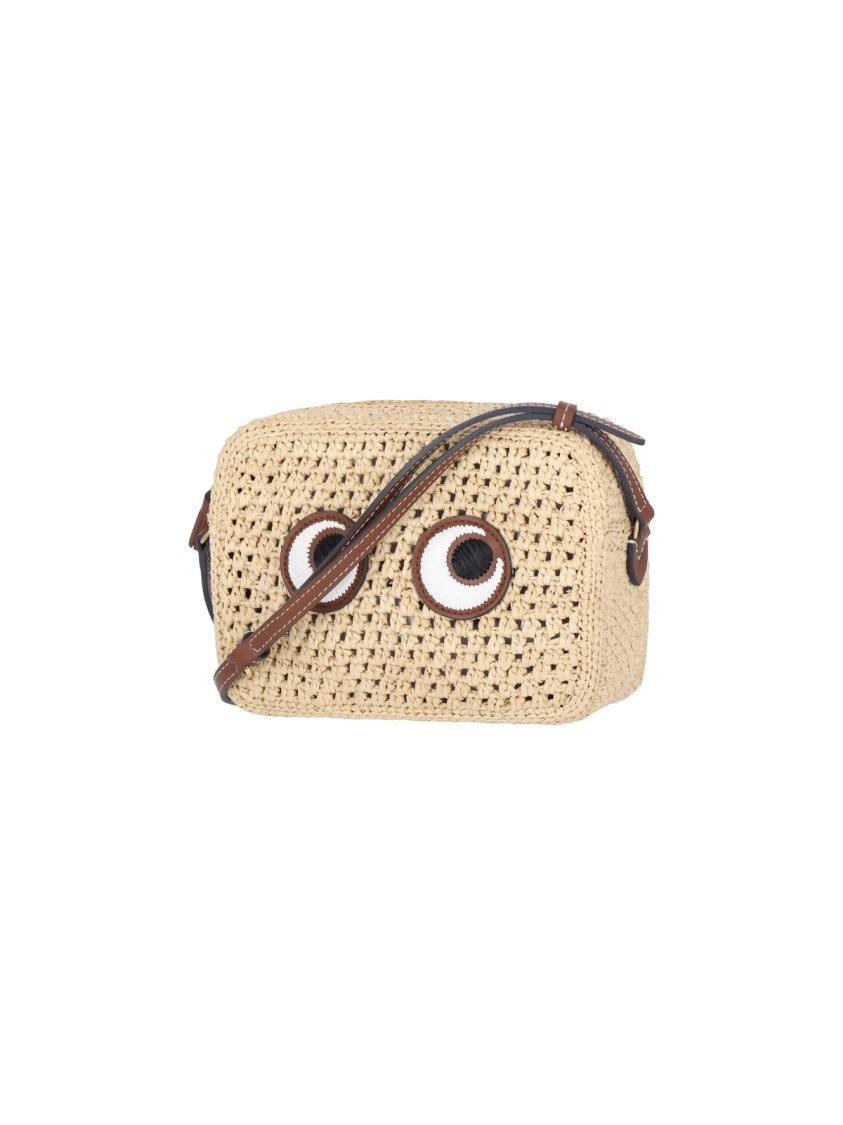 Anya Hindmarch Rectangular Raffia Crossbody Bag With Eye Patch