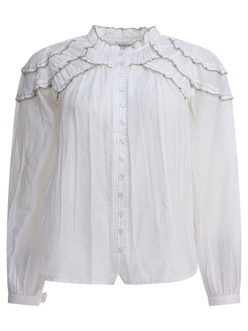 Isabel Marant Étoile White Ruffled Shirt With Button-Down Front