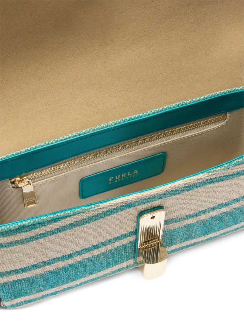 Furla Striped Woven Fabric Bag