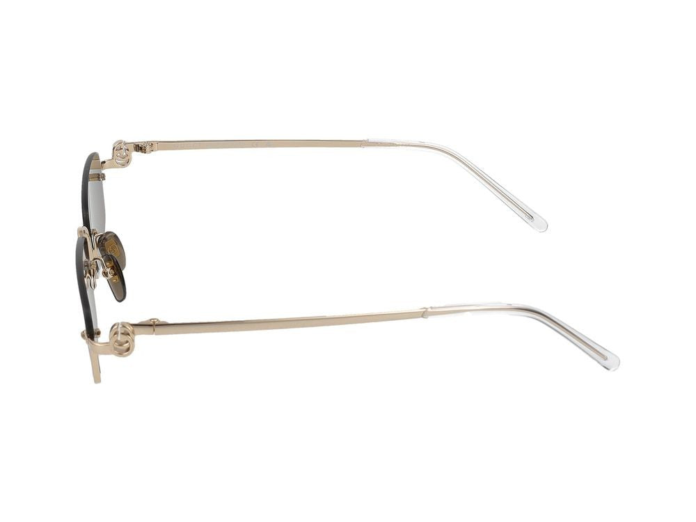 Gucci Gold Metal Rimless Rectangular Sunglasses