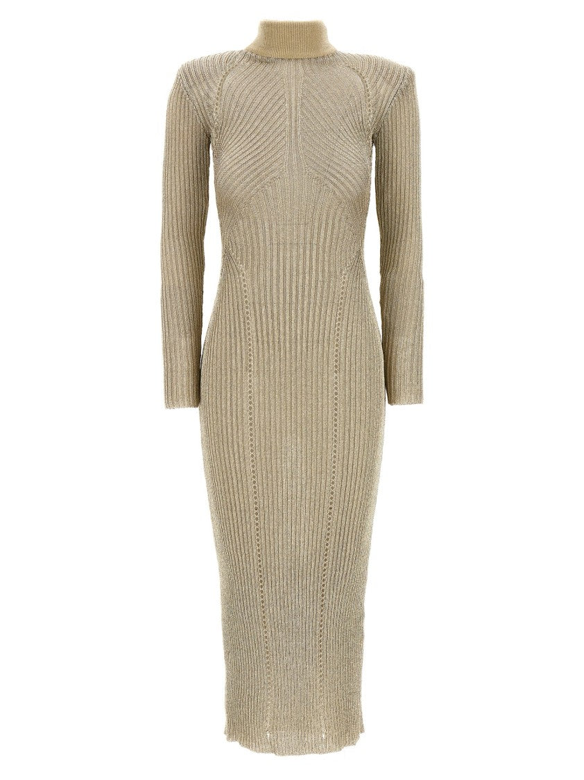 Self-Portrait 'Gold Lurex Knit Maxi' Dress