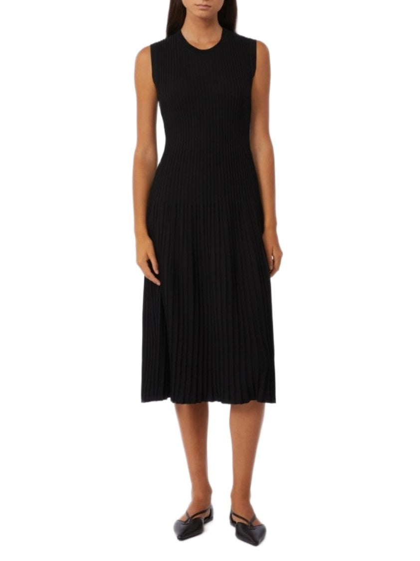 Max Mara Viscose Crêpe Plissé Ribbed Dress