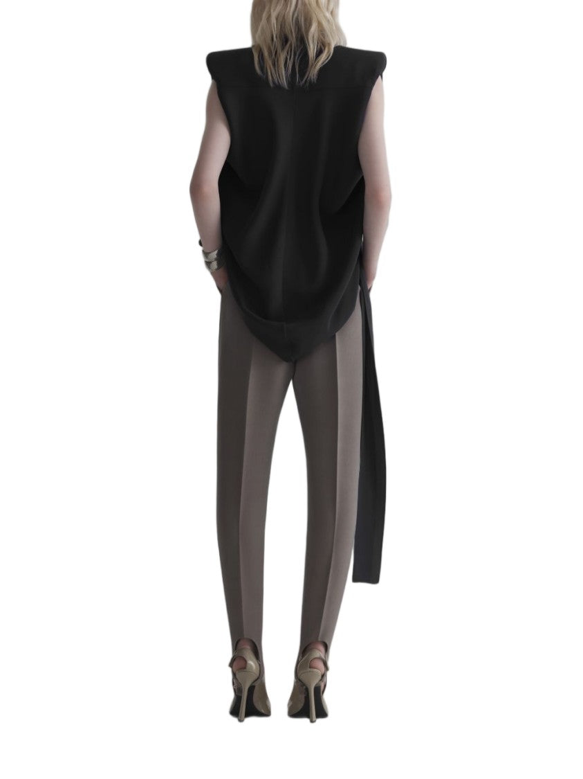 Mugler Black Exaggerated Shoulder Bow Accent Top