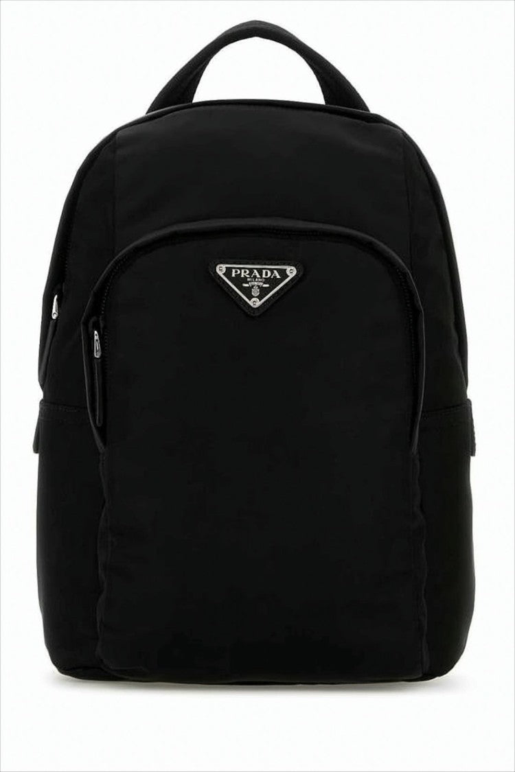Prada Compact Black Backpack With Minimalist Design