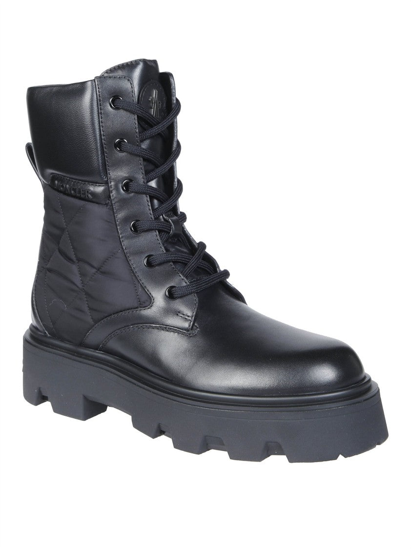Moncler Aurea Chunky Quilted Lace-Up Ankle Boots