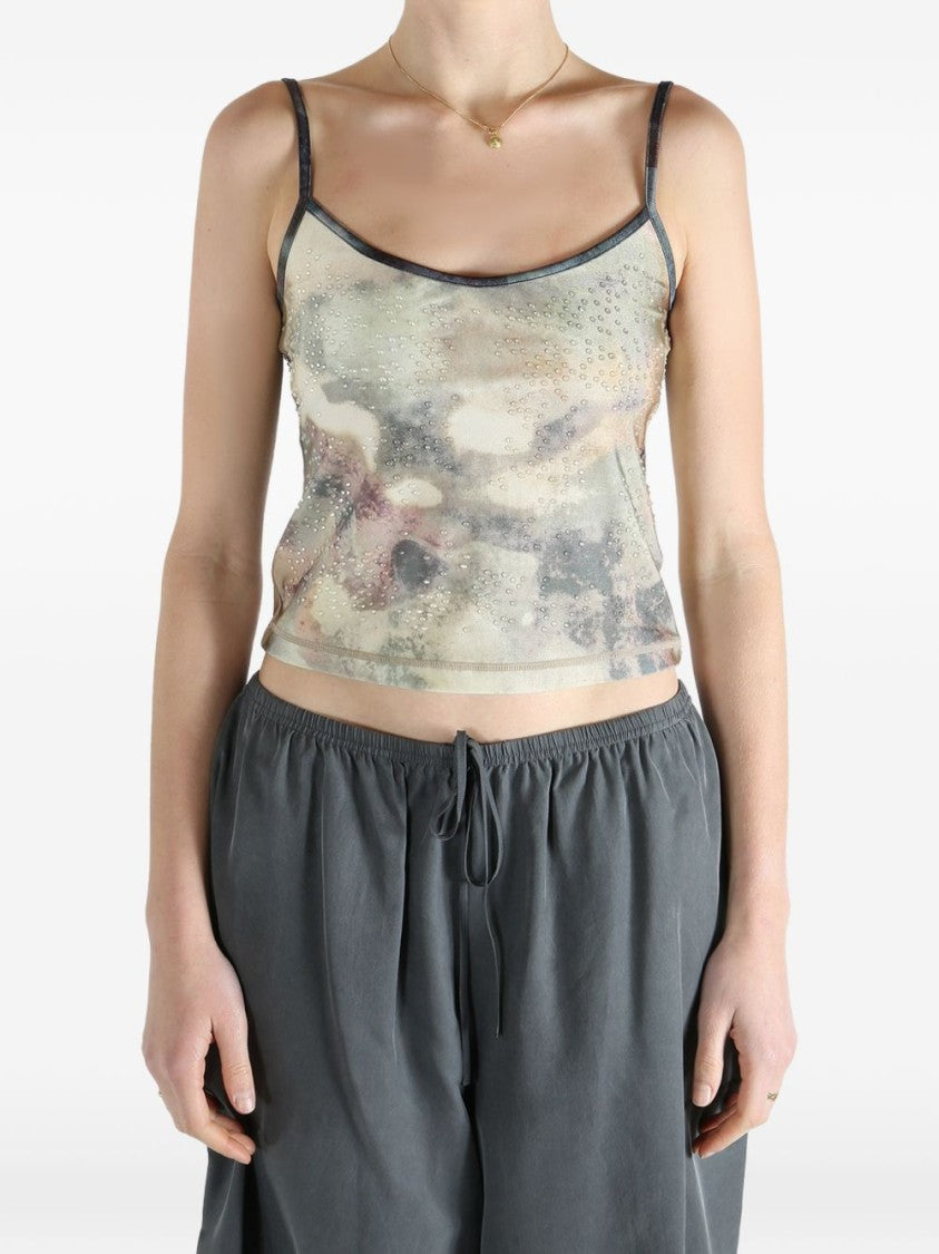 Diesel Fitted Crop Top With Abstract Camouflage Pattern