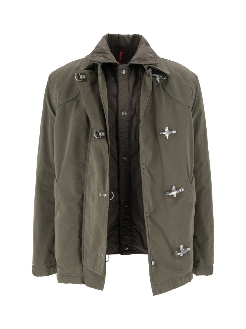 Fay Dual Washed Boxy Padded Toggle Jacket
