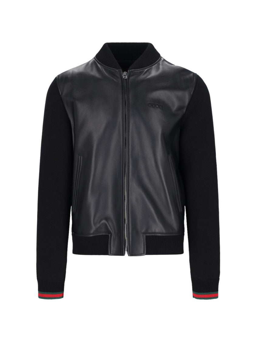 Gucci Leather Bomber Jacket – Black