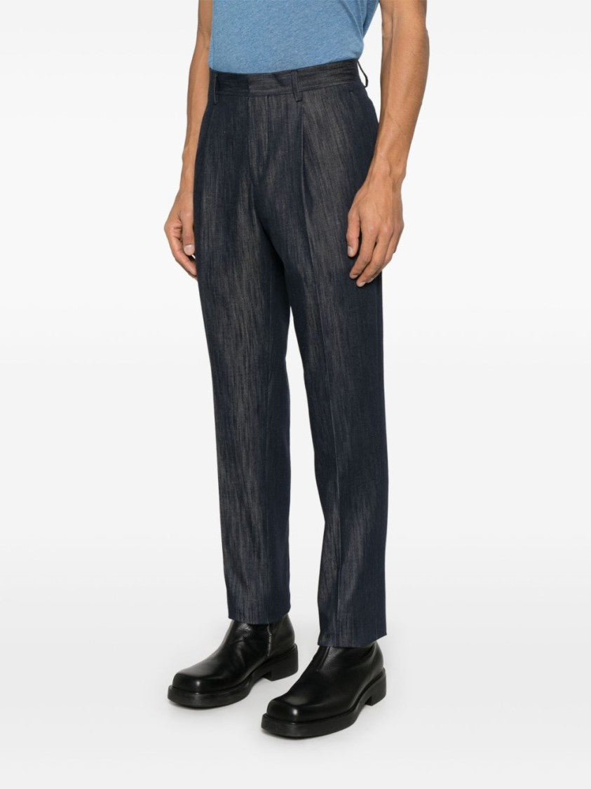 Lardini Tailored Black Trousers With Subtle Texture