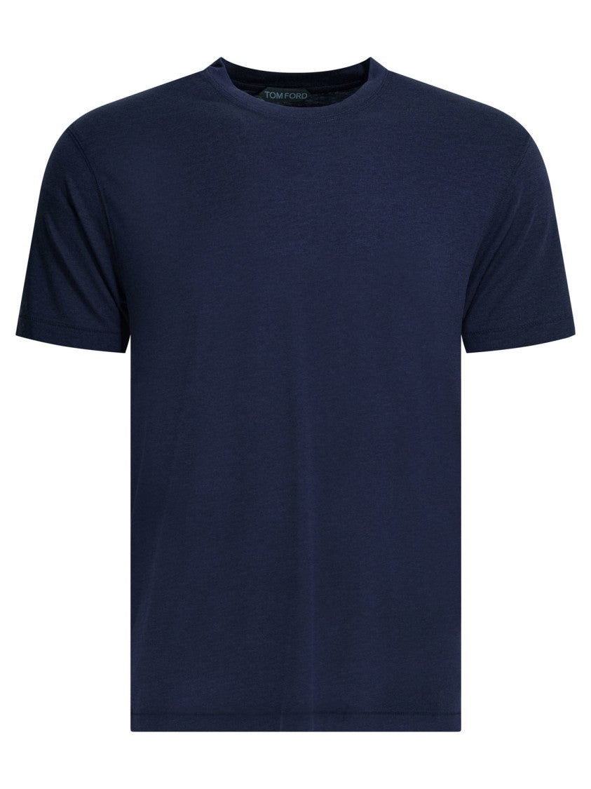 Tom Ford Lightweight Lyocell-Cotton T-Shirt With Riveted Crew Neck