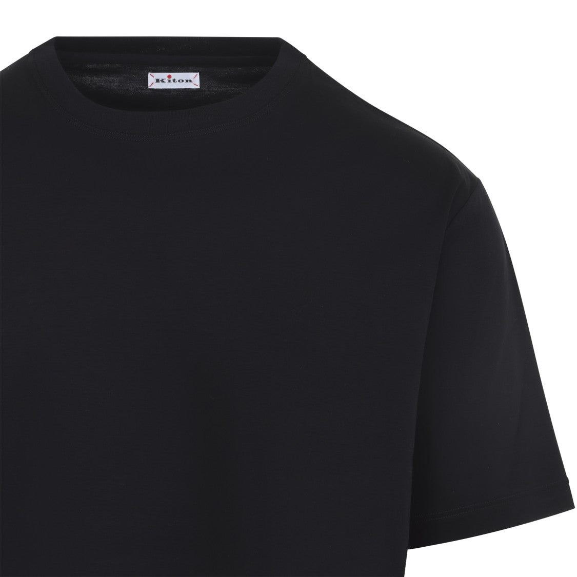 Kiton Black Crew Neck T-Shirt In Cotton