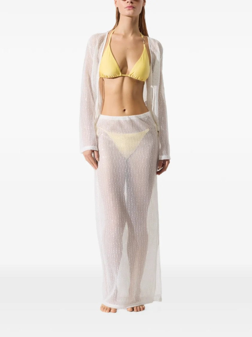 Karl Lagerfeld Sheer Mesh Maxi Skirt With Subtle Side Slit