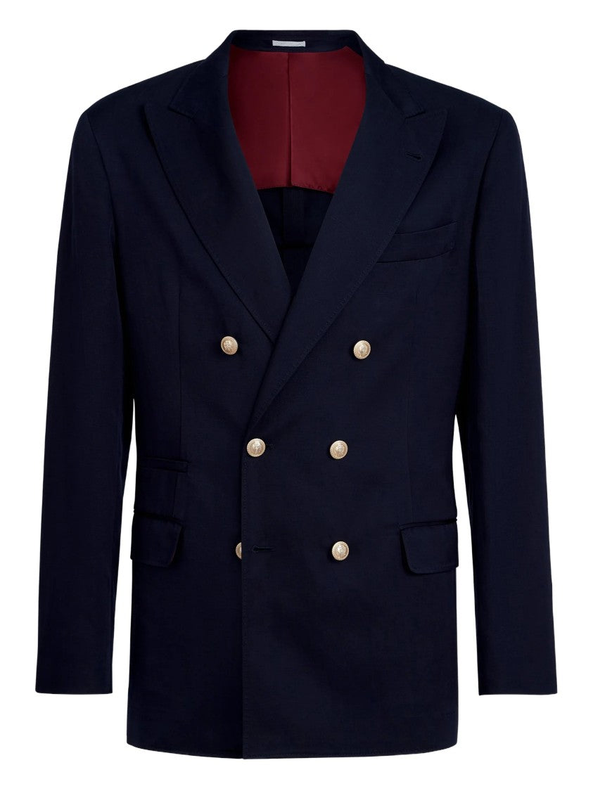 Brunello Cucinelli Double-Breasted Structured Virgin Wool Blazer