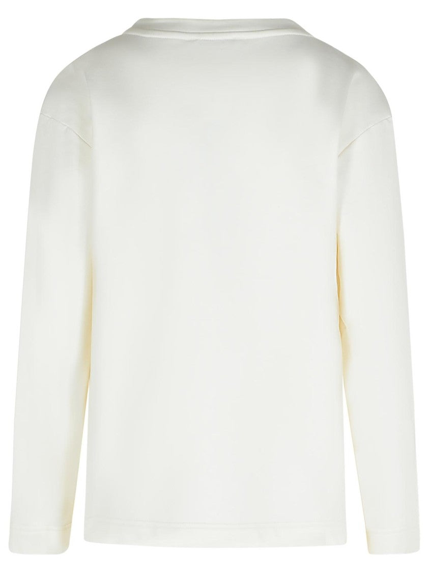 Max Mara Berma' Sweatshirt In White Silk And Cotton