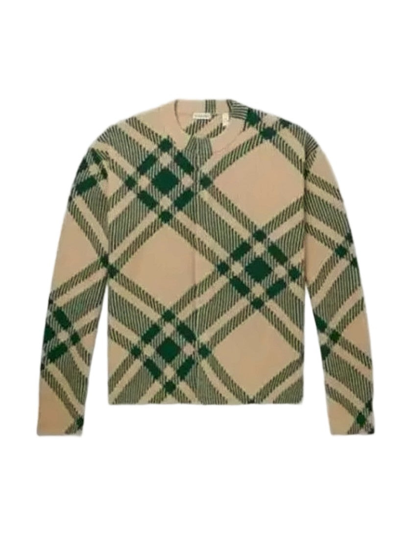 Burberry Check Pattern Wool Blend Sweater