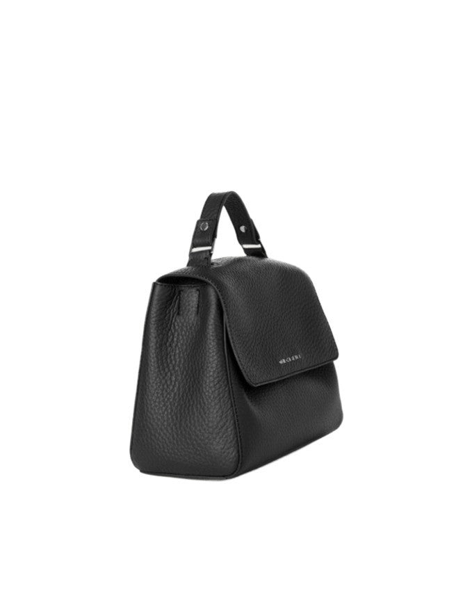 Orciani Medium Soft Bag In Black Hammered Leather