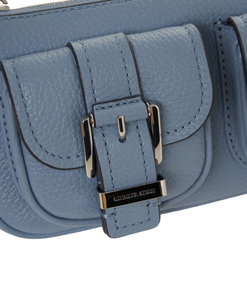 Michael Kors Shoulder Bag In Textured Blue Leather