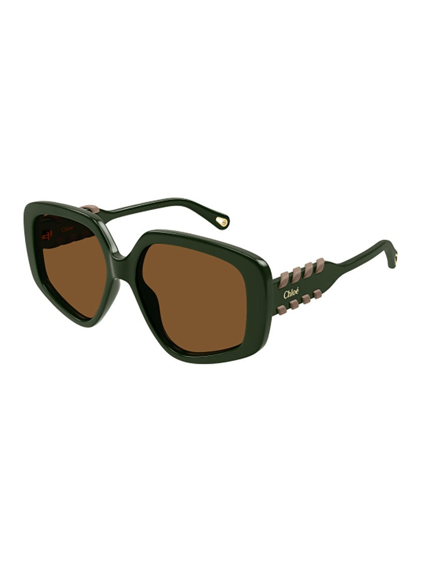 Chloé Green Ch0210s Bold Rectangular Sunglasses