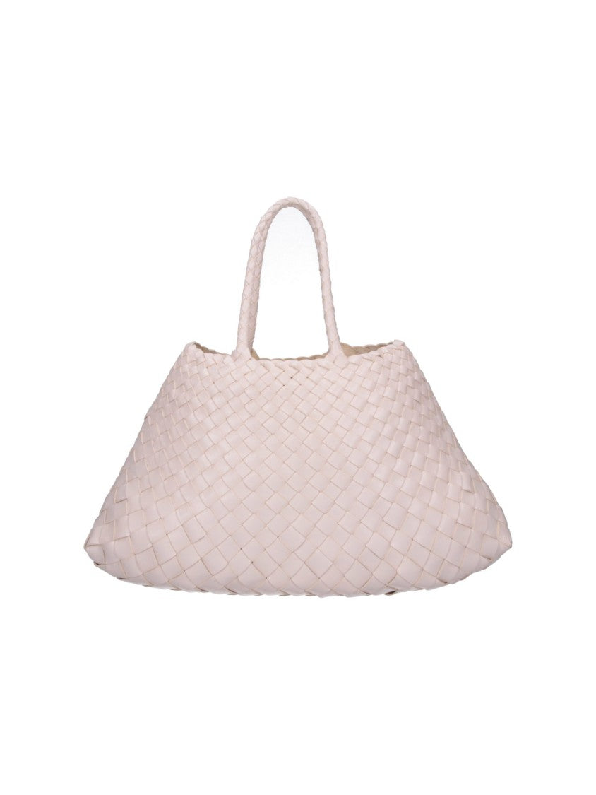 Dragon Diffusion Cream Santa Croce Braided Leather Handbag