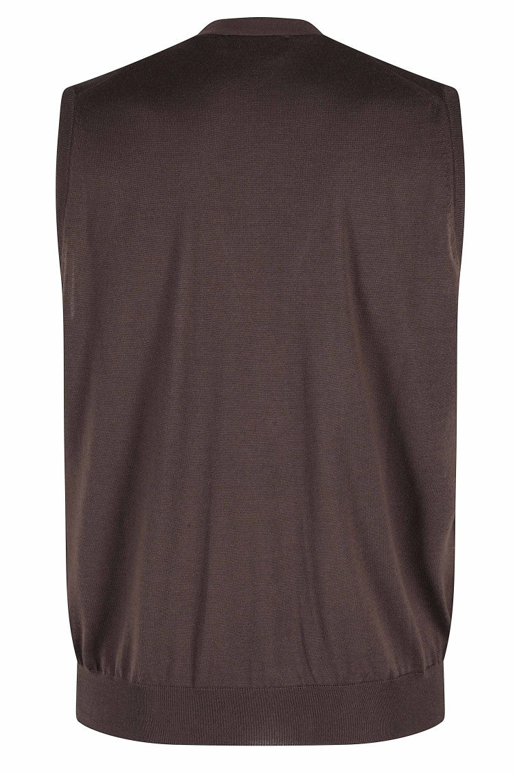 Filippo De Laurentiis Deep V-Neck Wool Vest With Six Button Closure