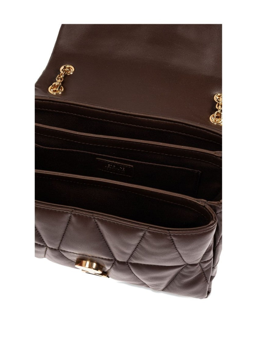 Versace Quilted Brown Lamb Leather Shoulder Bag