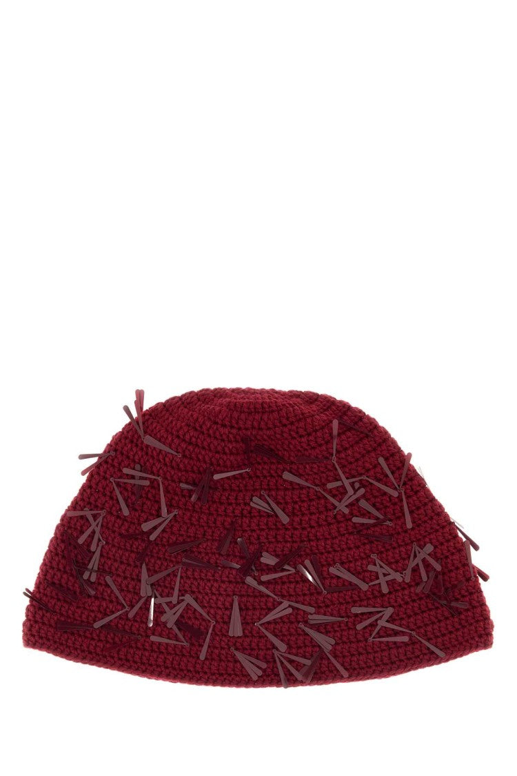 Alanui Textured Deep Red Wool Blend Beanie