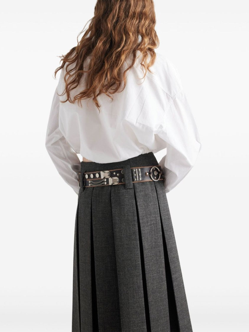 Prada Cropped White Shirt With Classic Collar