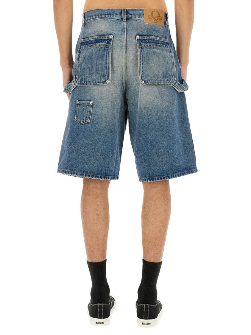 Moschino Denim Shorts With Faded Wash
