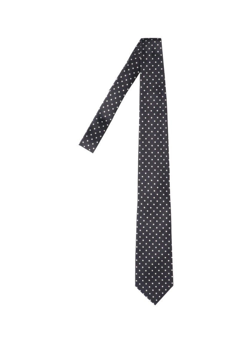 Tom Ford Adjustable Polka Dot Necktie In Smooth Mulberry Silk