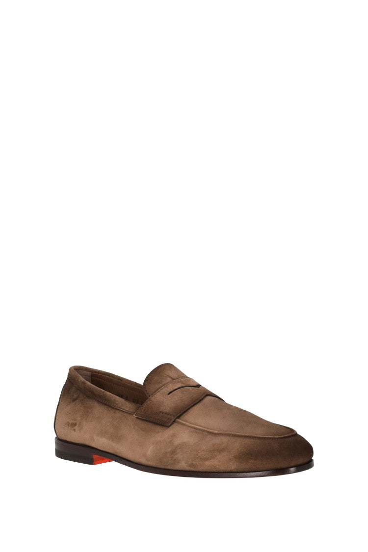 Santoni Suede Moccasins Goodyear Construction