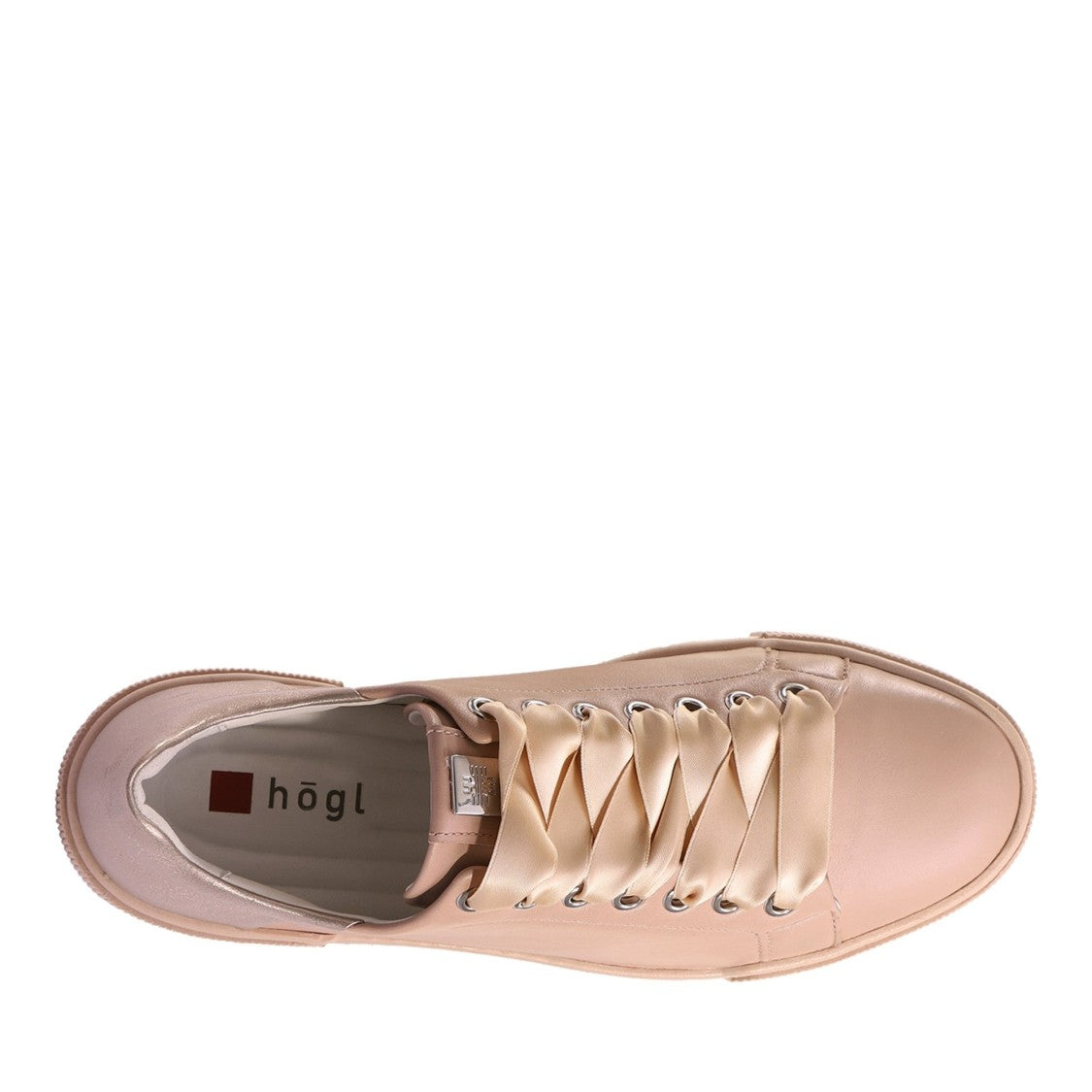 Högl Beige Blade Metallic Accent Leather Wedge Sneakers