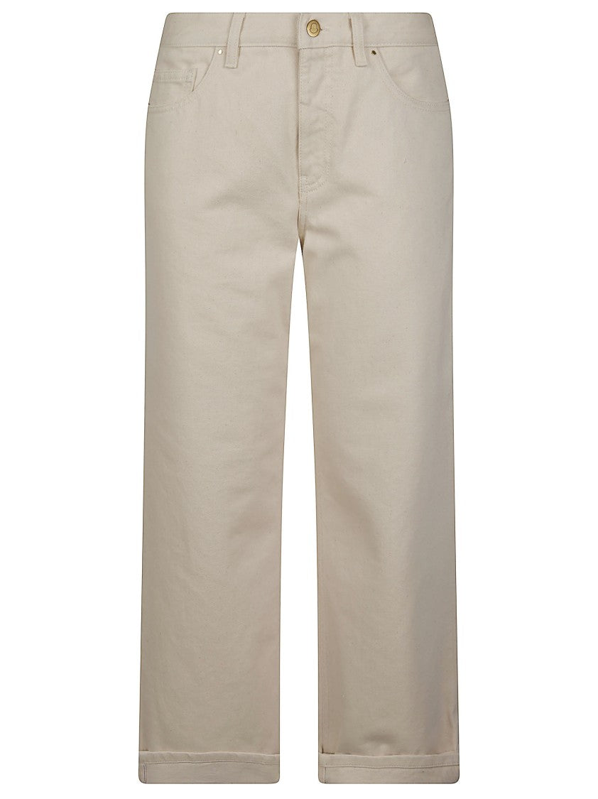 Moncler Mid Rise Cropped Cotton Jeans