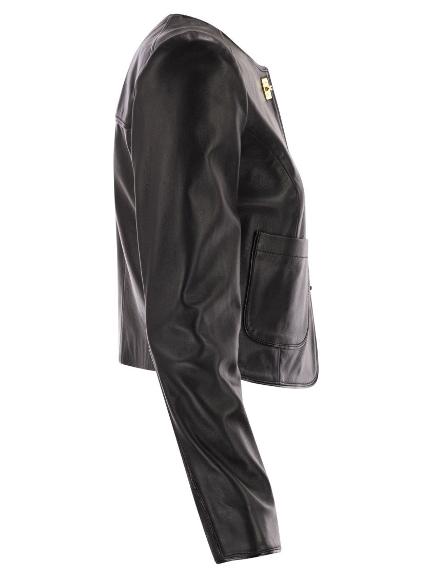 Elisabetta Franchi Leather Jacket With Vinyl Details