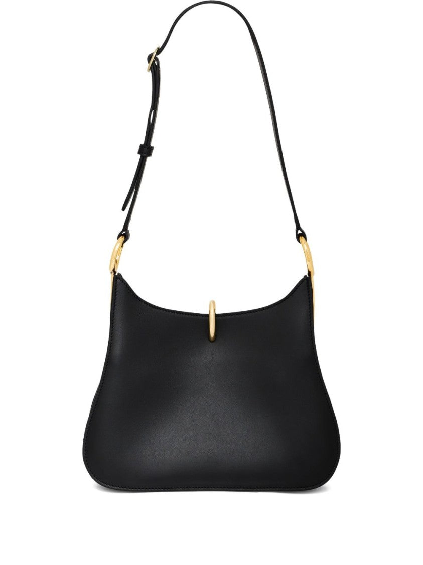Rabanne Curved Leather Shoulder Bag With Brass Hardware