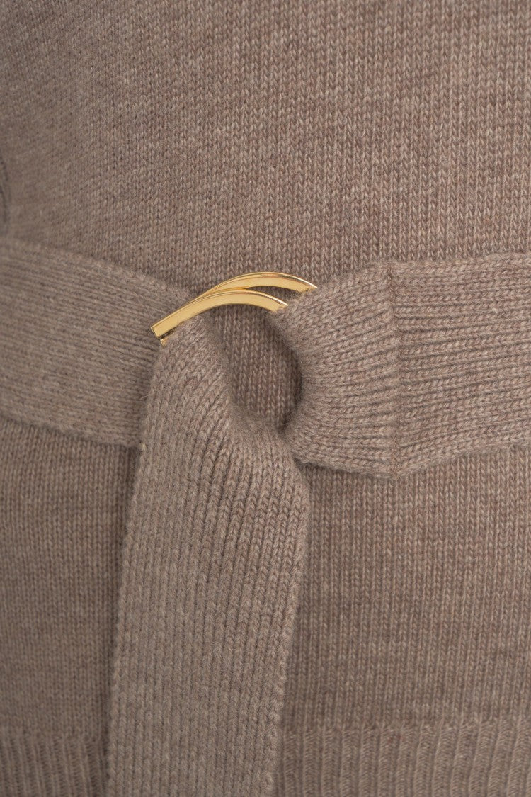 Guess By Marciano Beige Knit Sweater With Gold Buckle Detail