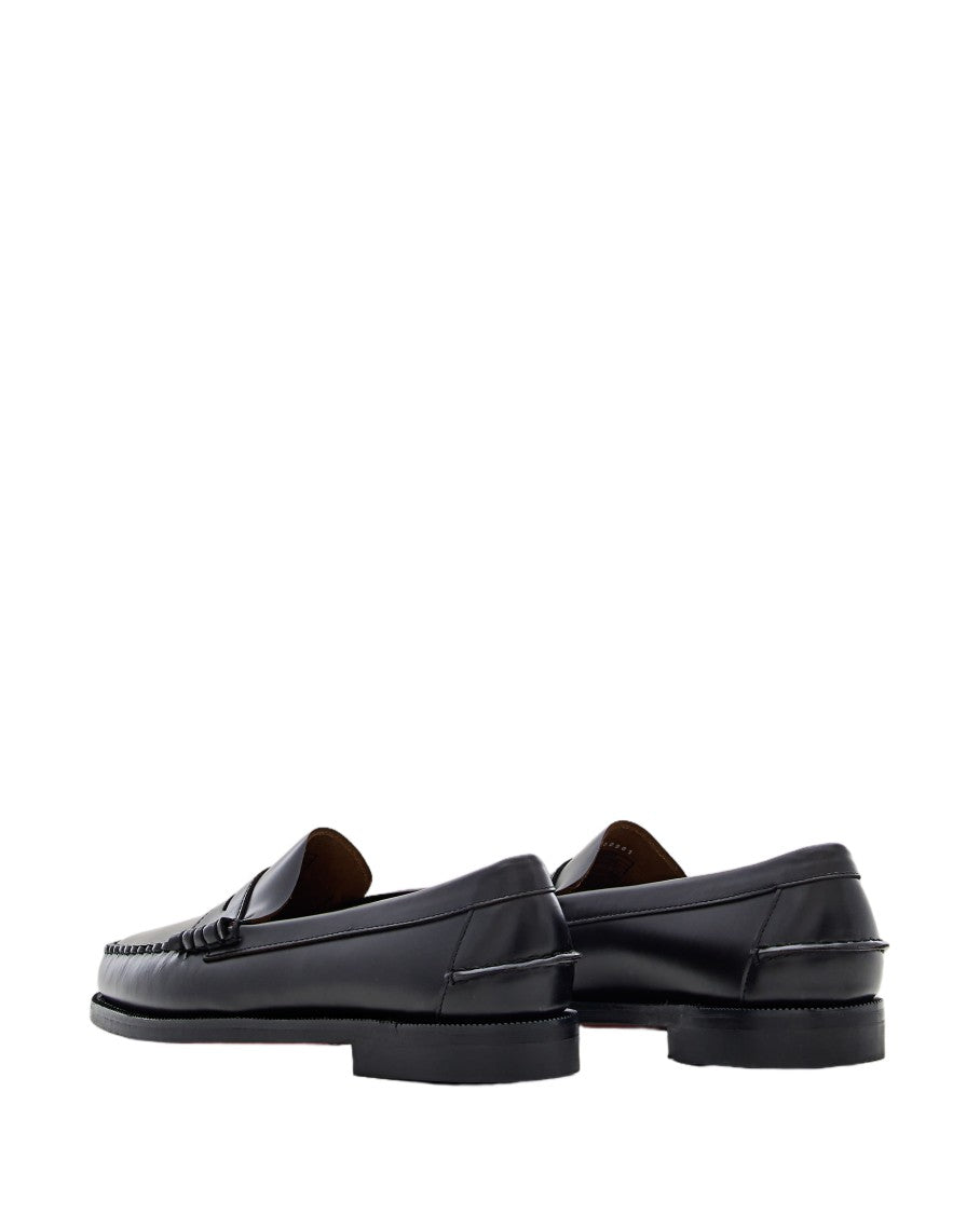 Sebago Black Classic Dan Polished Leather Penny Slip-On Loafers