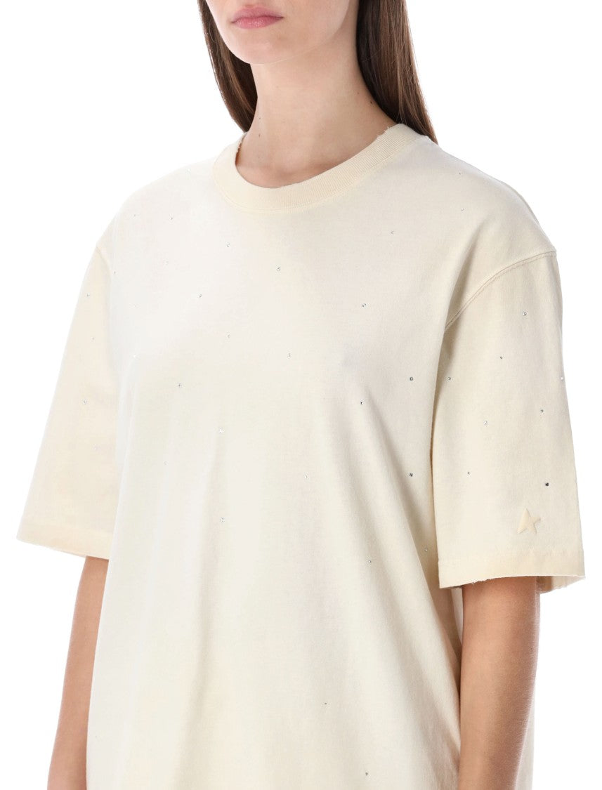 Golden Goose Crystal Embellished Cotton T Shirt