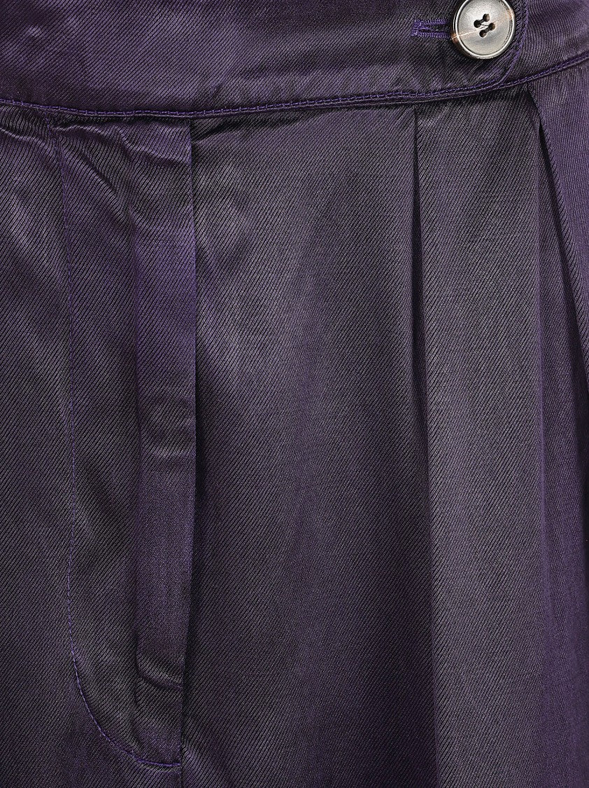 Dries Van Noten Wide-Leg Satin Trousers With Double Front Pleats