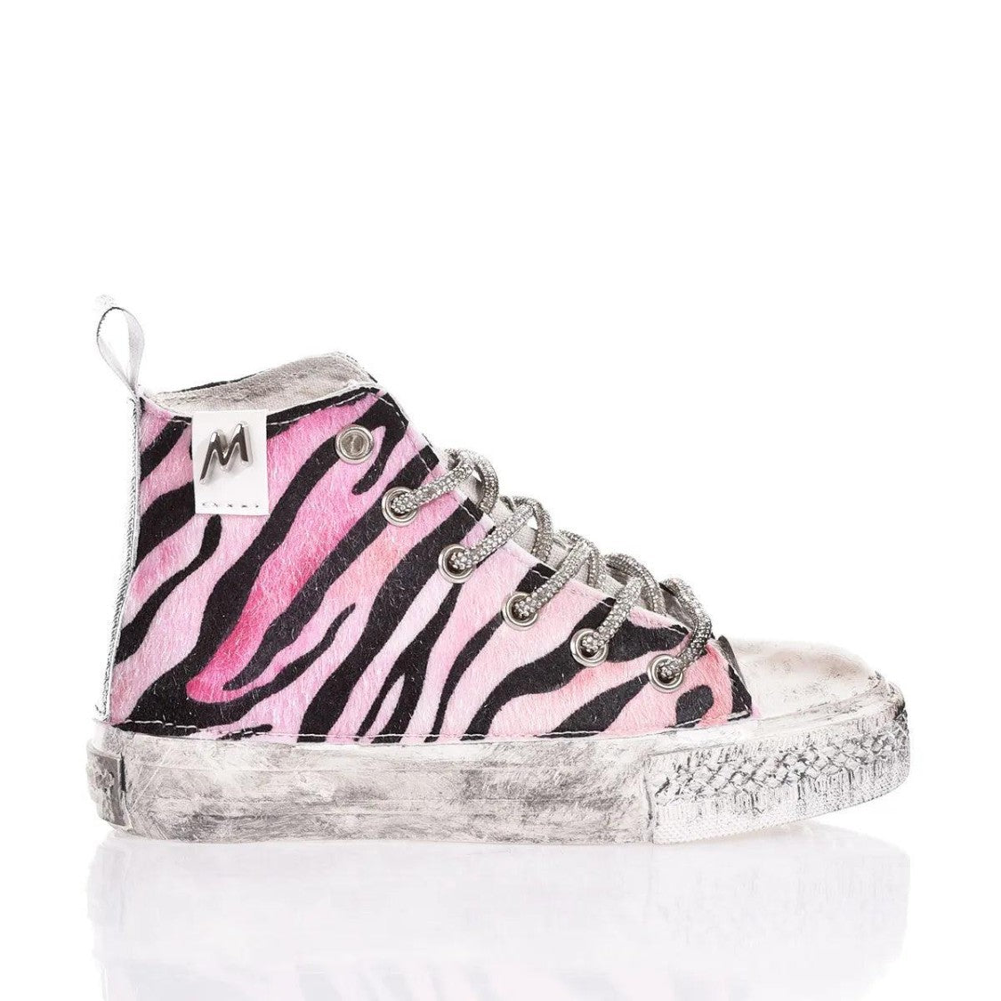 Mimanera High-Top Sneakers With Zebra Print And Swarovski Laces