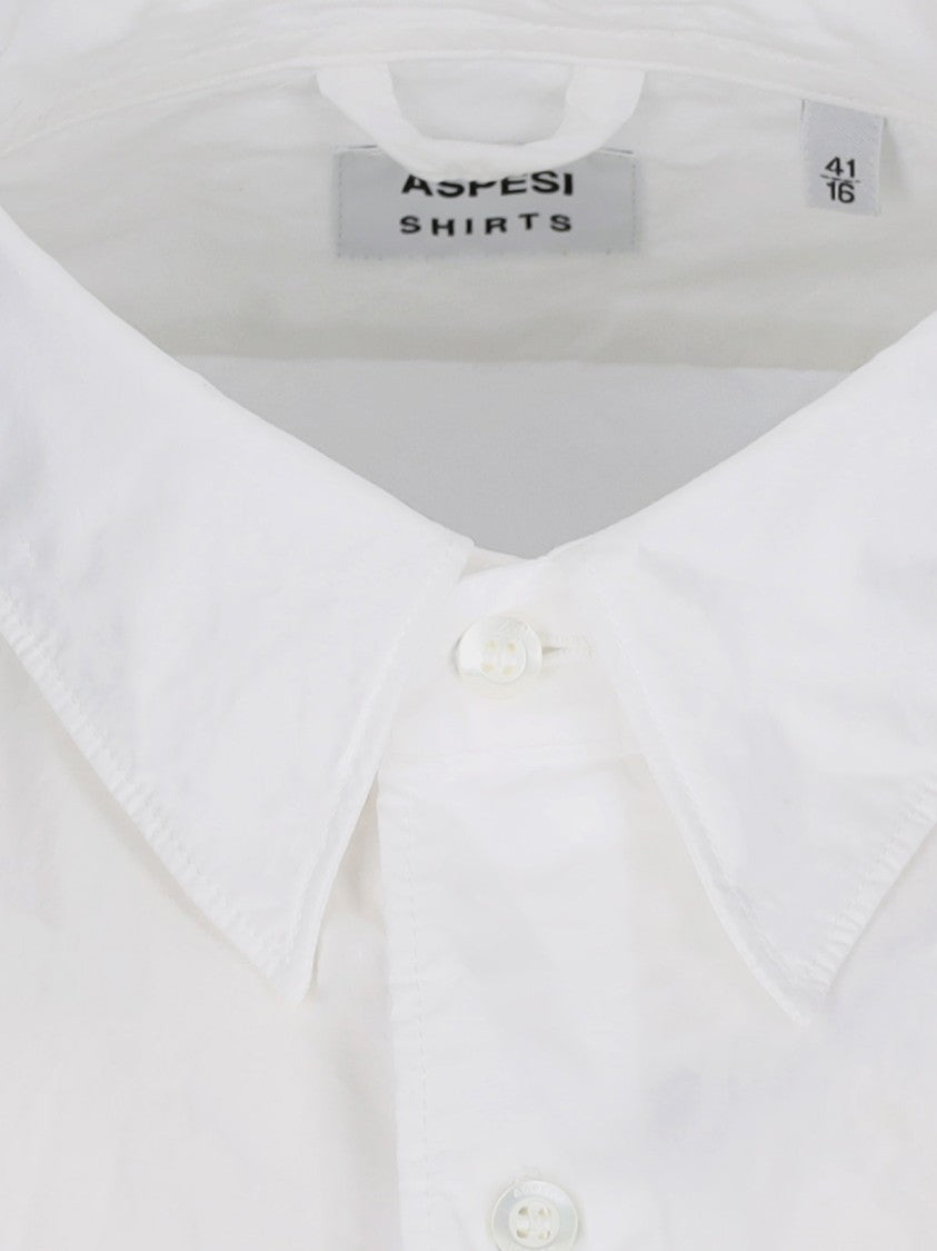 Aspesi Tailored White Shirt With Button-Down Front