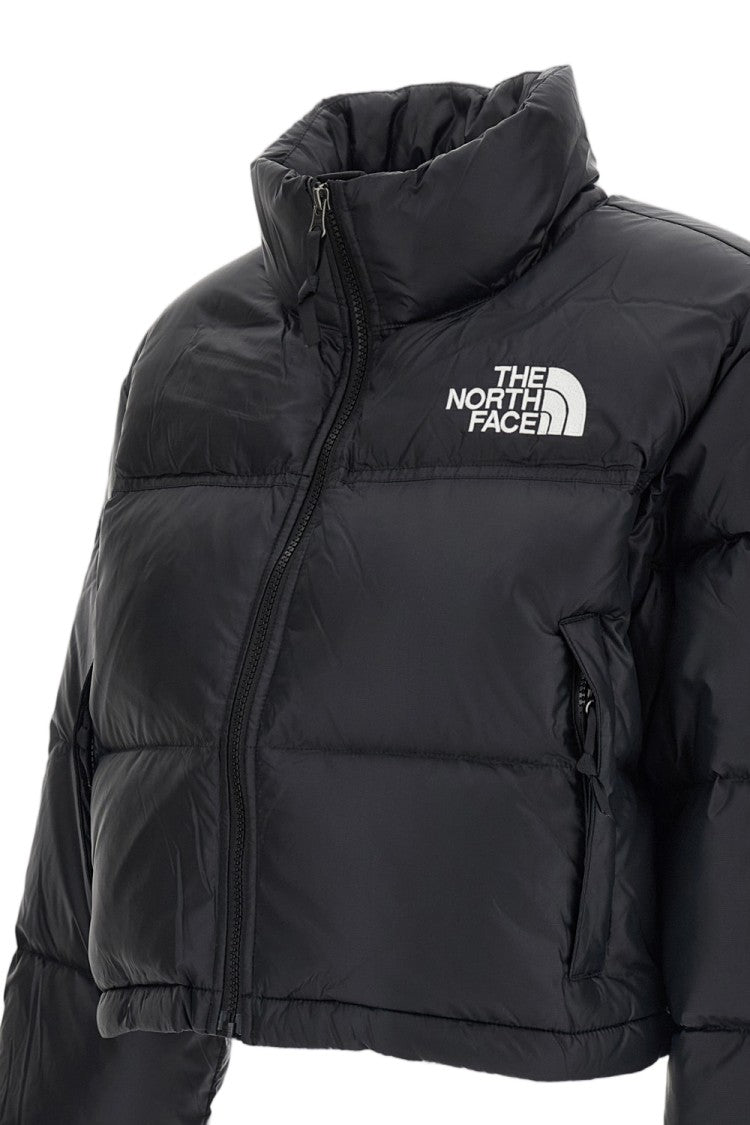 The North Face Black Nuptse Short Packable Hood Cropped Down Jacket