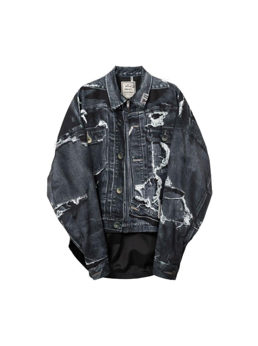 Maison Mihara Yasuhiro T.A.T.A Trompe-L'oeil Denim Jacket Black