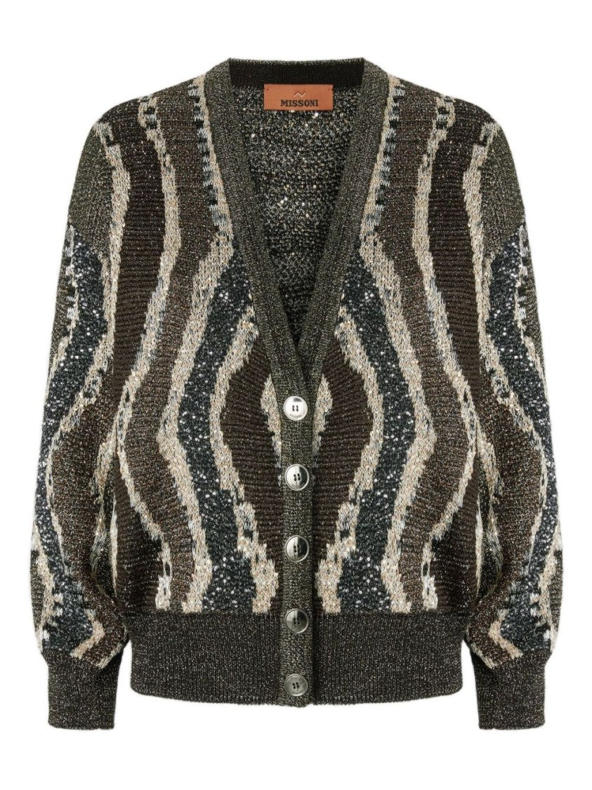 Missoni Lurex Jacquard Cardigan With Wave Pattern