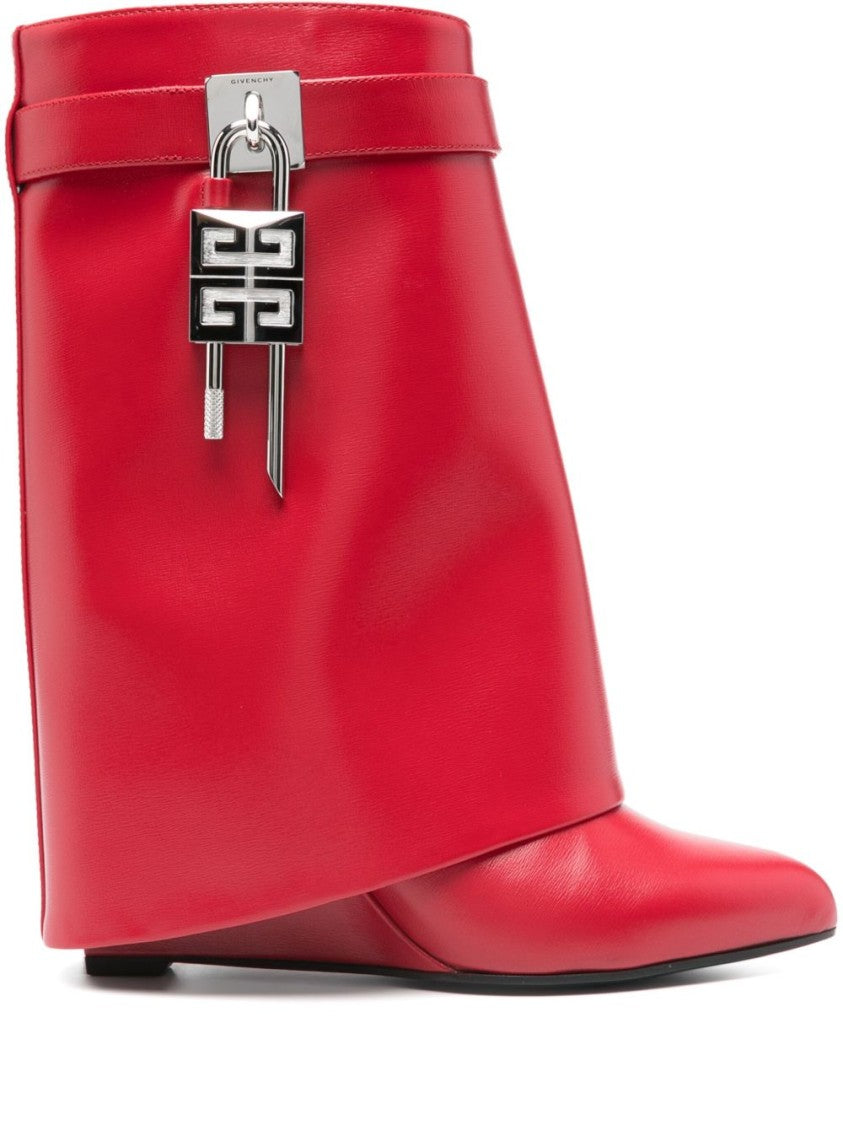 Givenchy Rose Red Folded Edge Wedge Boots