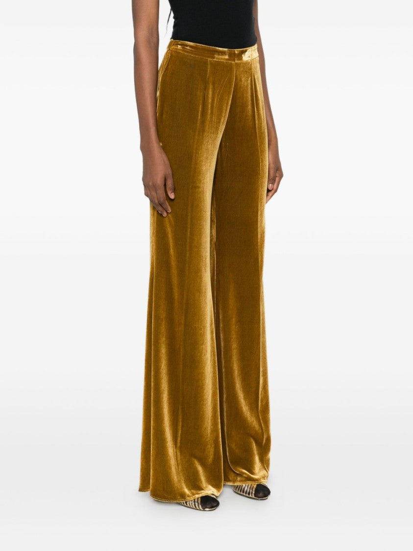 Forte Forte Wide-Leg Velvet Pants With Golden Hue