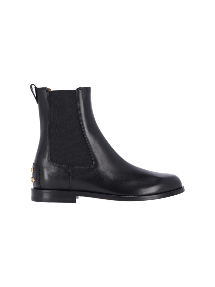 Tod's Gold-Stud Minimalist Leather Ankle Boots